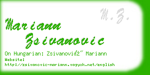 mariann zsivanovic business card